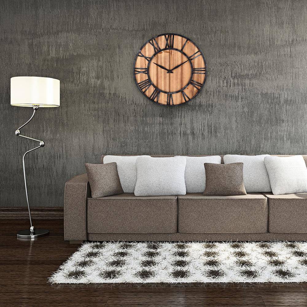 Large Modern Wall Clock | Industrial Wood and Metal Decor 1