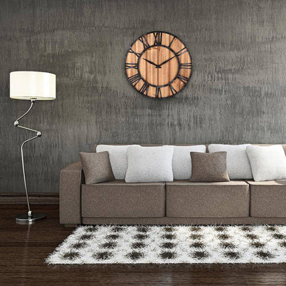 Large Modern Wall Clock | Industrial Wood and Metal Decor 1