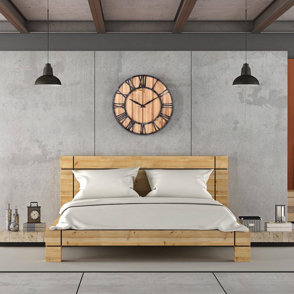 Large Modern Wall Clock | Industrial Wood and Metal Decor 2