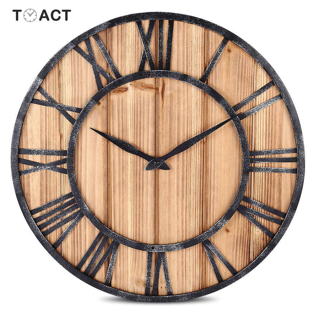 Large Modern Wall Clock | Industrial Wood and Metal Decor 5