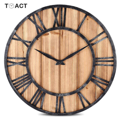 Large Modern Wall Clock | Industrial Wood and Metal Decor 5